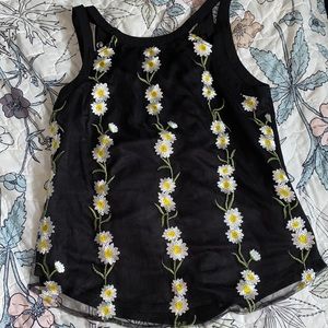 Sunflower Mesh Black Tank Top
